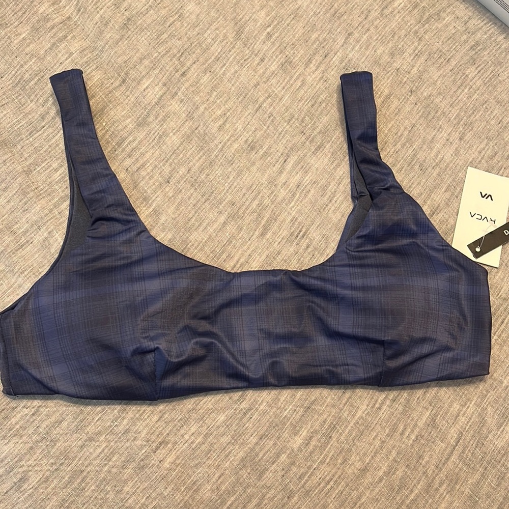 RVCA blue plaid swim top